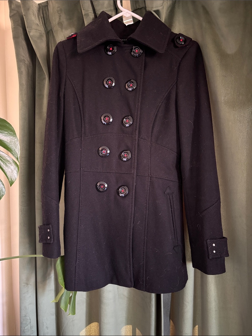 Women’s Black Double-Breasted Wool Blend Peacoat Miss Sixty